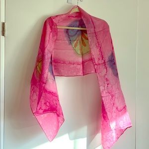 New Stole - Printed Pure Silk - Pink